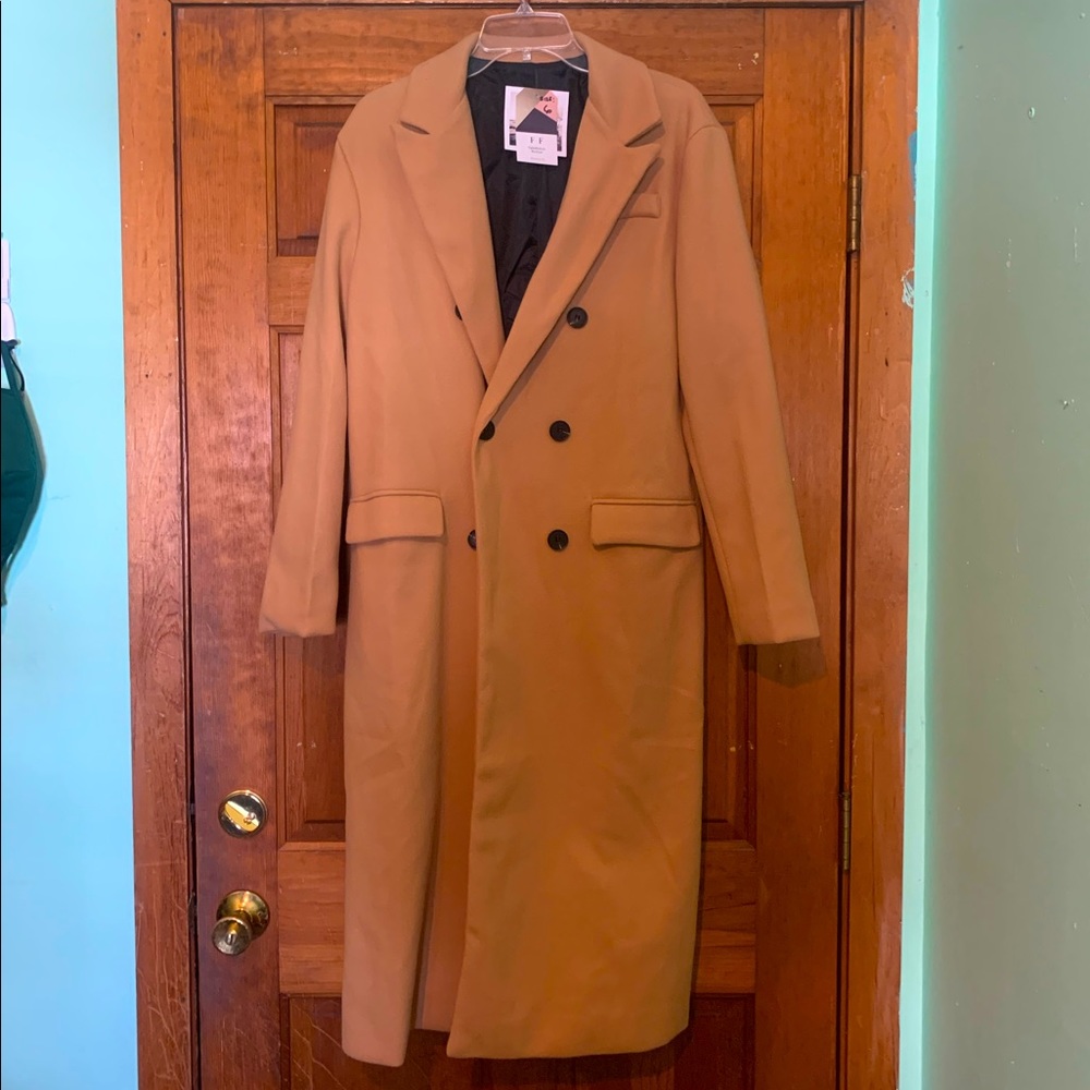 NEW Wool-Blend Tan Trench Coat